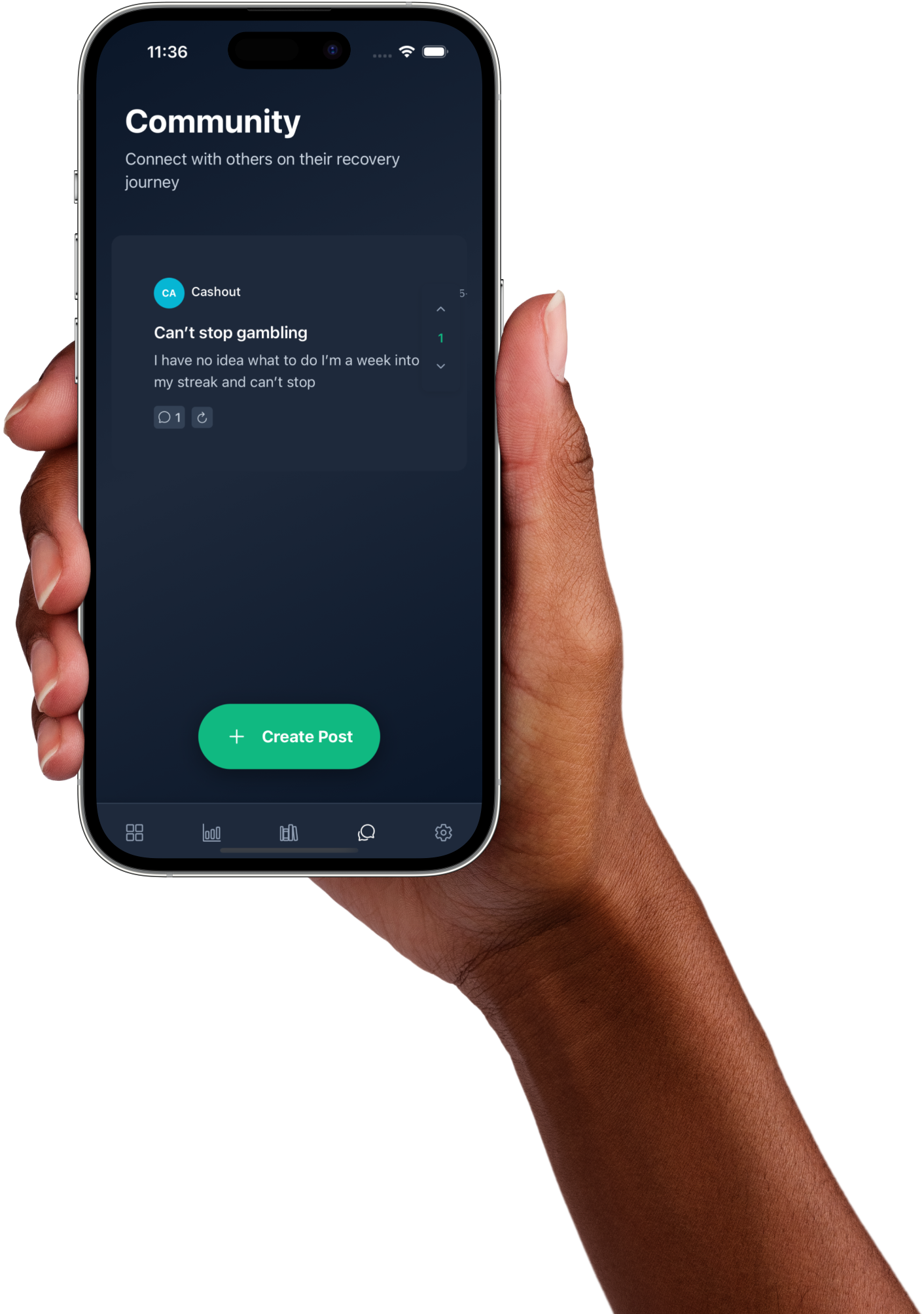 Support Community - CASH OUT app screen