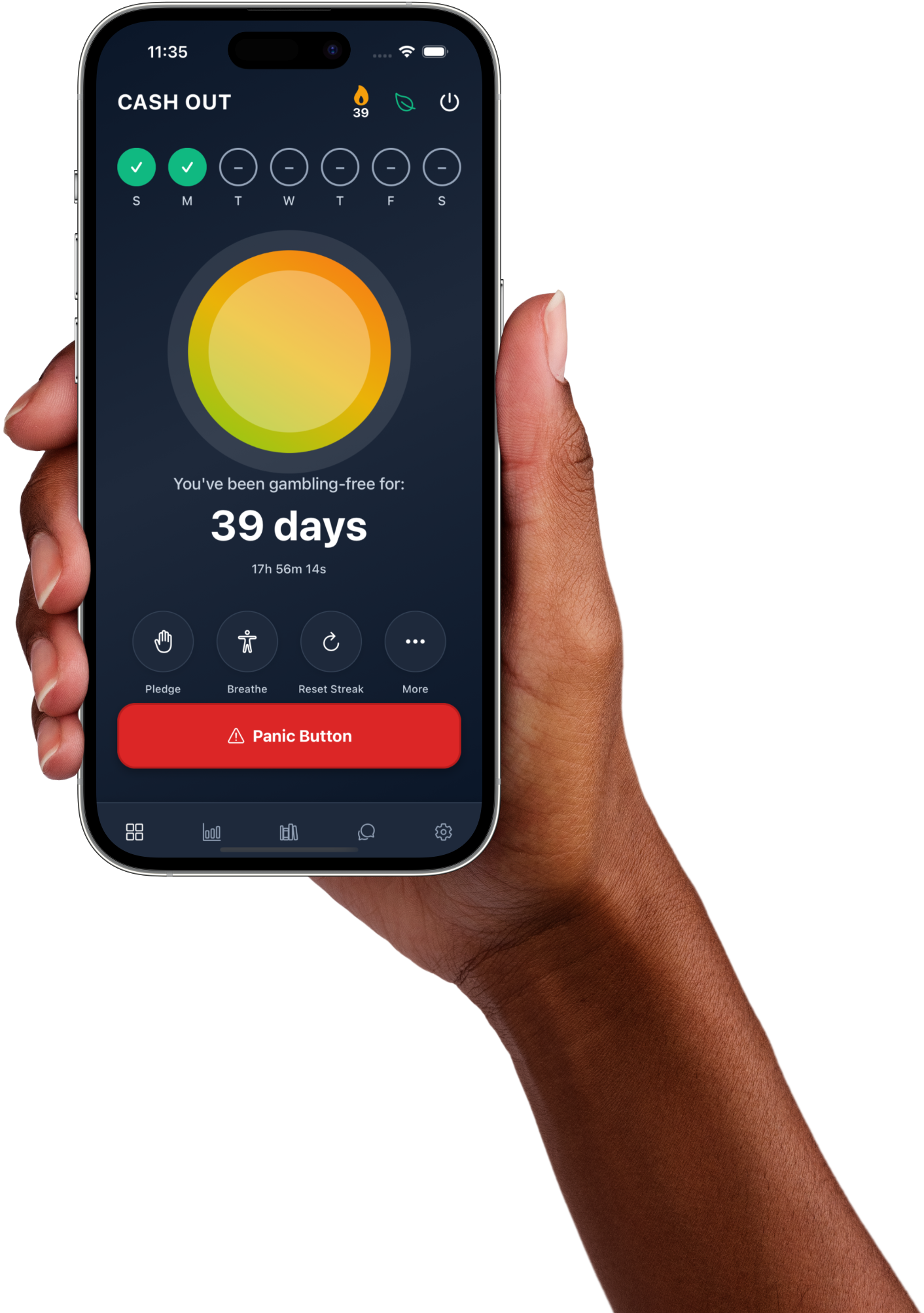 Home Dashboard - CASH OUT app screen